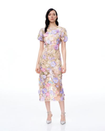 Robe maxi à col rond brodée à fleurs 3D Alaric – Multicolore pastel - JW PEI - Modalova
