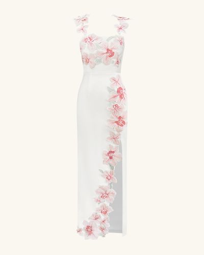 Robe brodée de fleurs - Blanc/Rose - JW PEI - Modalova