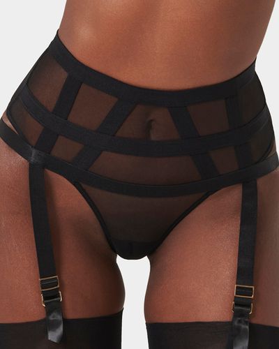 Karolina Garter Belt Thong in Black - Bluebella - Modalova