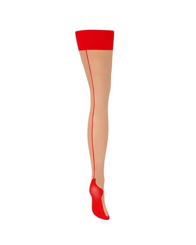 Back Seam Leg/Plain Top Stockings Sheer/Red - Bluebella - US - Modalova