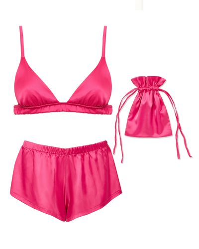 Saskia Luxury Satin Soft Bra and Short Set Fuchsia Pink - Bluebella - US - Modalova