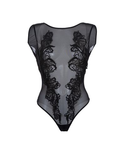 Bluebella Etienne Embroidered Sheer Bodysuit Black - S - Bluebella - US - Modalova