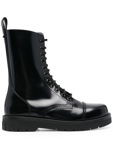 Leather Combat Boots - Valentino Garavani - Modalova