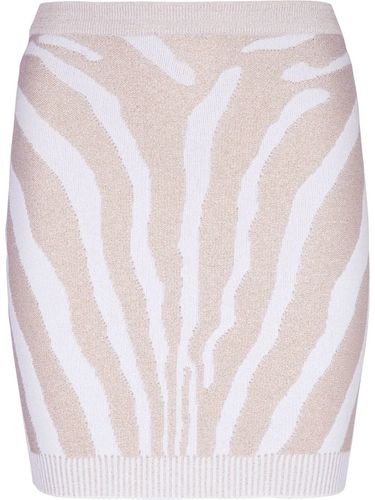 High Waist Zebra Print Knit Short Skirt - Balmain - Modalova