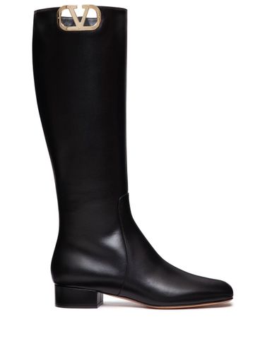Vlogo Type Leather Boots - Valentino Garavani - Modalova
