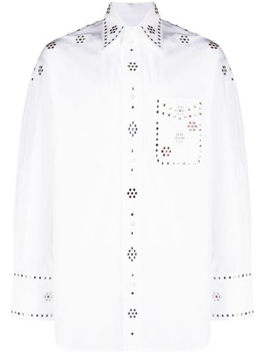 Rhinestone Embellishment Cotton Shirt - Bluemarble - Modalova