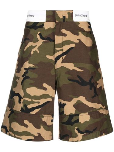 Camouflage Print Cotton Shorts - Palm Angels - Modalova