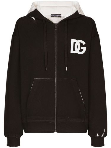 Logo Cotton Zipped Hoodie - Dolce & Gabbana - Modalova