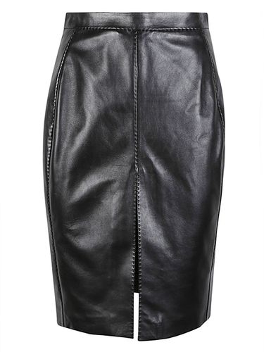 SAINT LAURENT - Leather Midi Skirt - Saint Laurent - Modalova