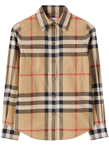 BURBERRY - Check Motif Cotton Shirt - Burberry - Modalova