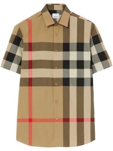 BURBERRY - Check Motif Cotton Shirt - Burberry - Modalova