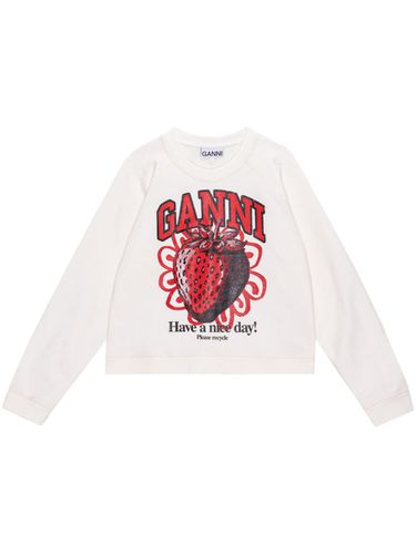 Printed Organic Cotton Sweatshirt - Ganni - Modalova