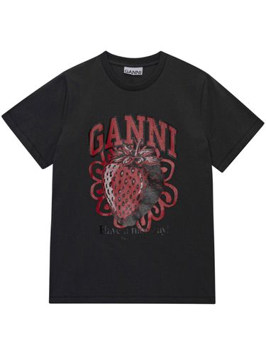 GANNI - Printed Cotton T-shirt - Ganni - Modalova