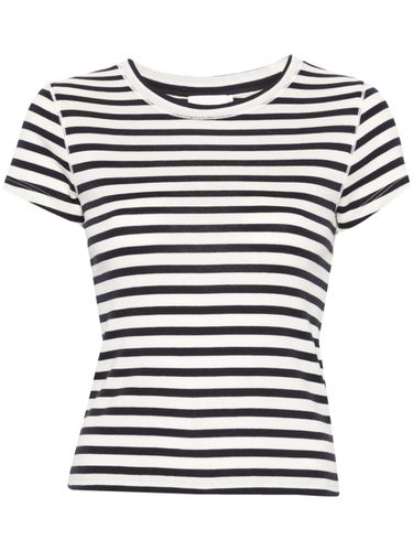 Striped Cotton Blend Cropped T-shirt - Closed - Modalova