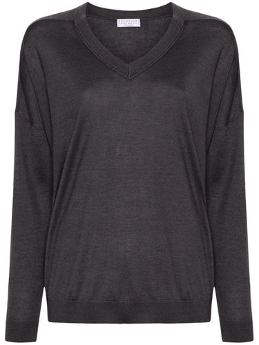 Cashmere And Silk Blend V-necked Sweater - Brunello Cucinelli - Modalova