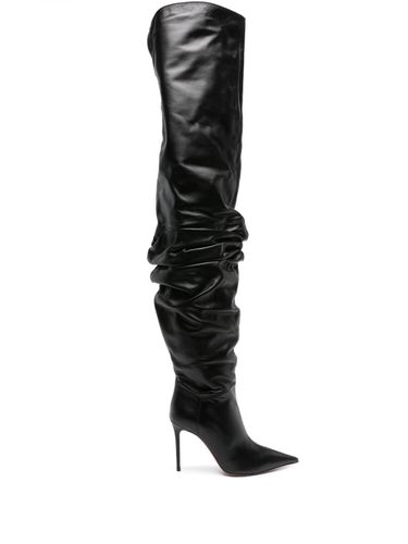 Thigh High Leather Heel Boots - Amina Muaddi - Modalova