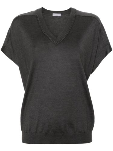 Cashmere And Silk Blend V-necked Top - Brunello Cucinelli - Modalova