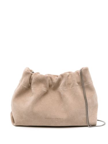 Suede Leather Shoulder Bag - Brunello Cucinelli - Modalova