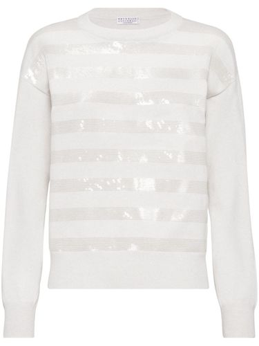 Dazzling Striped Embroidered Cashmere Sweater - Brunello Cucinelli - Modalova