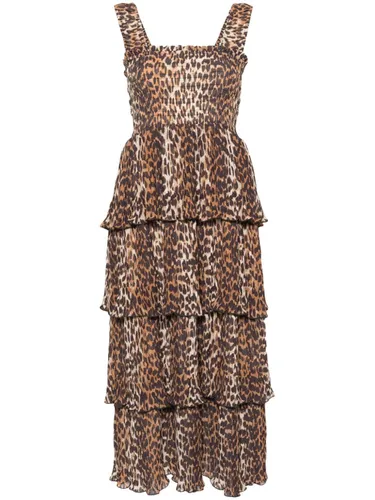 GANNI - Leopard Print Midi Dress - Ganni - Modalova