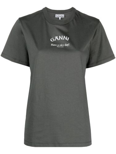 GANNI - Logo Organic Cotton T-shirt - Ganni - Modalova