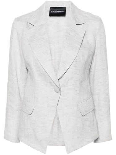 Linen Single-breasted Blazer Jacket - Emporio Armani - Modalova