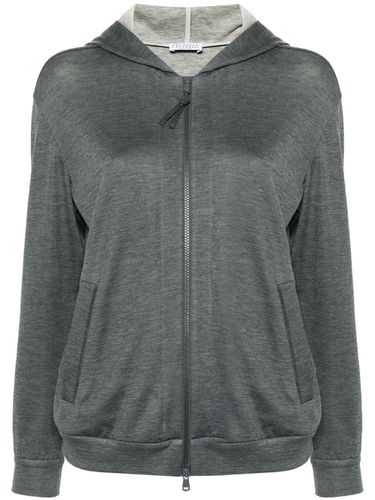 Cotton And Silk Blend Hooded Zipped Cardigan - Brunello Cucinelli - Modalova