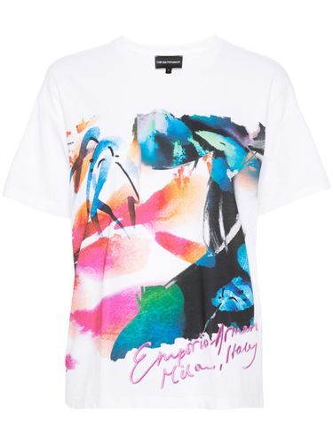 Printed Cotton T-shirt - Emporio Armani - Modalova