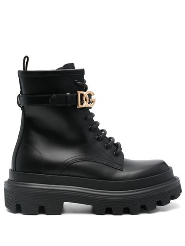 Leather Combat Boots - Dolce & Gabbana - Modalova