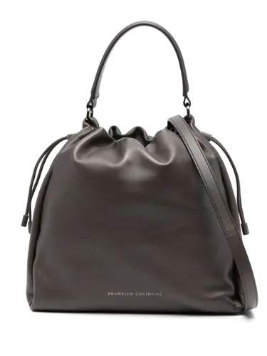 Soft Leather Bucket Bag With Precious Details - Brunello Cucinelli - Modalova