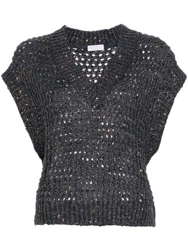 Dazzling Net Silk And Linen Waistcoat - Brunello Cucinelli - Modalova