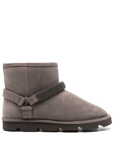 Suede Ankle Boots With Shearling Lining - Brunello Cucinelli - Modalova