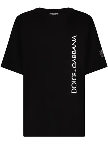 Cotton T-shirt With Vertical Logo - Dolce & Gabbana - Modalova