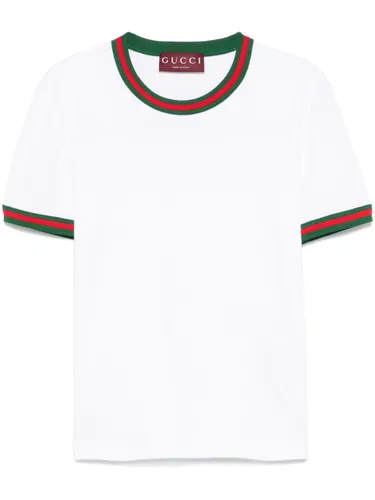 GUCCI - Web Detail Cotton T-shirt - Gucci - Modalova