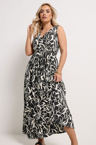 Robe Cachecœur À Imprimé Floral Abstrait Noir Size 44 - Yours - Modalova