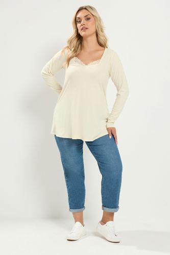 Top Évasé Crème Incrusté De Dentelle Size 46 - Yours - Modalova