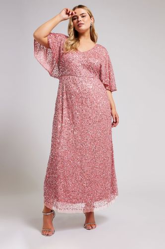 Luxe Robe Rose Maxi À Sequins Manches Amples Size 44 - Luxe: Ultimate Embellishment - Modalova