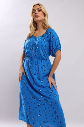 Robe Milongue Bleue À Petites Fleurs Size 54-56 - Yours - Modalova