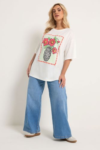 Tshirt Blanc À Imprimé Vase À Fleurs Size 48 - Yours - Modalova