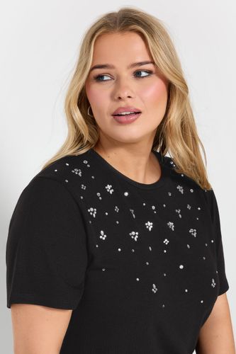Tshirt Noir Manches Courtes À Strass Size 48 - Yours - Modalova