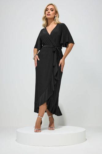 Robe Longue Cachecœur Noire À Volants Size 44 - Yours London - Modalova