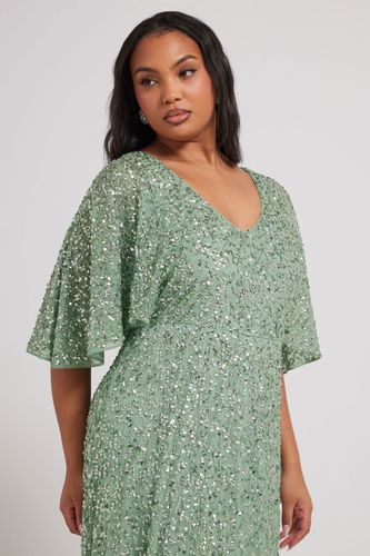 Luxe Robe Longue Vert Sauge Ornée De Sequinssize 52 - Luxe: Ultimate Embellishment - Modalova