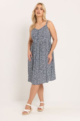 Robe D'été Bleu Marine À Bretelles Et Petites Fleurs Size 46 - Yours - Modalova