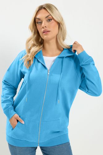 Sweat À Capuche Raglan Zippé Bleu Size 42 - Yours - Modalova