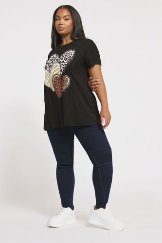Tshirt Graphique Noir Avec Motif Cœur Animal Size 46 - Yours - Modalova