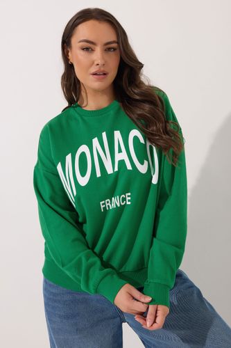 Sweatshirt Vert À Slogan « Monaco » Size 48 - Yours - Modalova