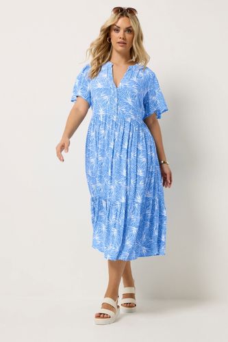 Robe Étagée Bleue À Imprimé Coquillage Size 44 - Yours - Modalova