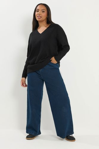 Pull En Maille Noir Encolure En V Size 58-60 - Yours - Modalova