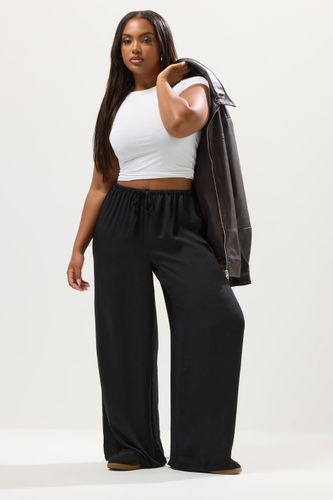 Pantalon Large En Satin Noir Size 50-52 - Yours - Modalova