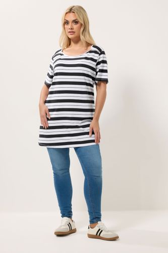 Tshirt Noir Et Blanc À Rayures Avec Détails À Clous Size 46 - Yours - Modalova